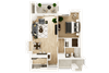 1 Bed, 1 Bath, 682 sq. ft. floor plan
